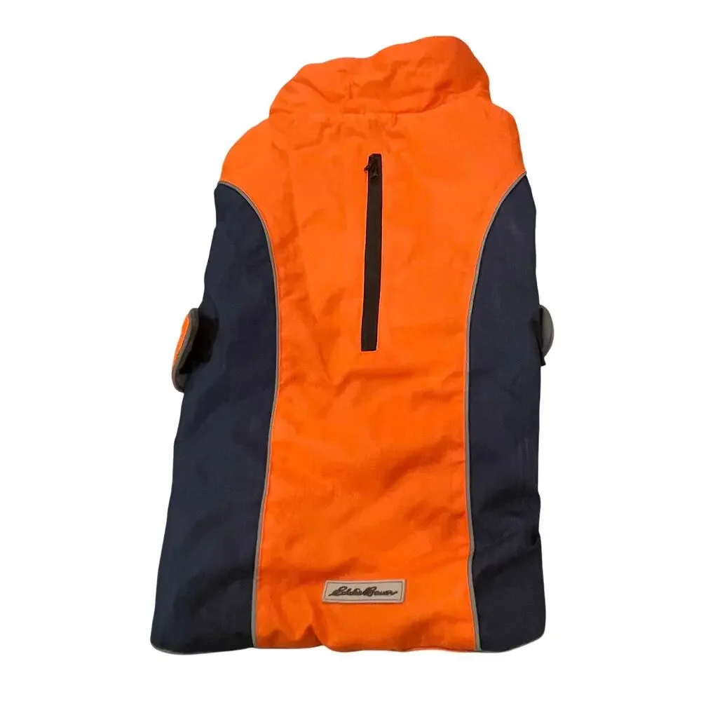 Eddie Bauer Orcas Dog Jacket Large Reversible Windbreaker Orange Fleece Vest